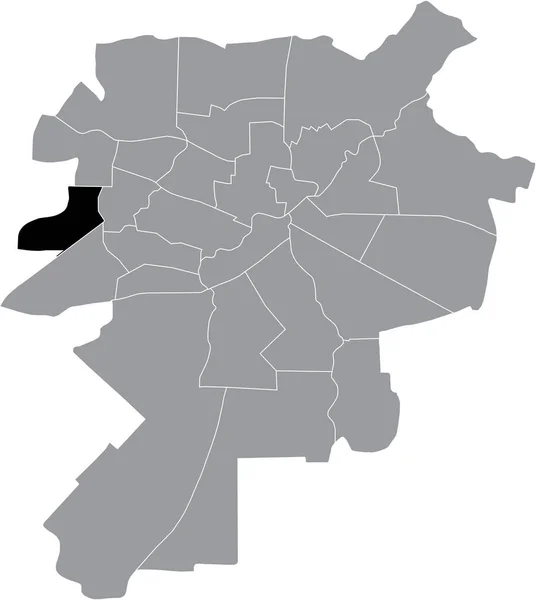 Mapa Localização Preto Distrito Wglin Pnocny Dentro Distritos Urbanos Cinzentos — Vetor de Stock