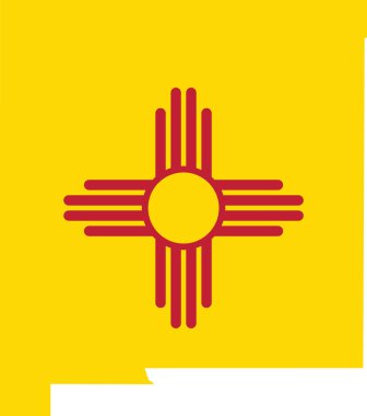 New Mexico Federal Eyaletinin basit düz bayrak haritası, ABD