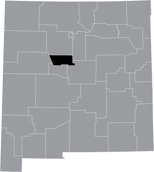Svart Markerad Plats Karta Över Bernalillo County Inuti Grå Karta — Stock vektor