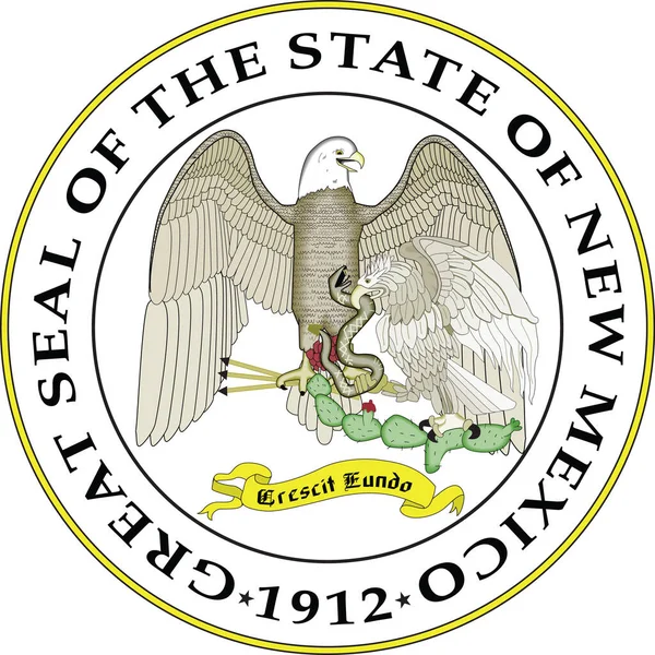 Vetor Atual Oficial Grande Selo Estado Federal Novo México Eua — Vetor de Stock