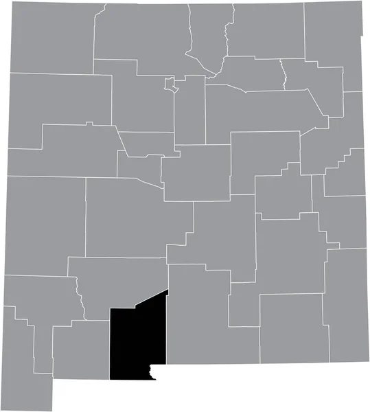 美国新墨西哥州内灰色地图内Doa Ana县的黑色醒目位置图 — 图库矢量图片