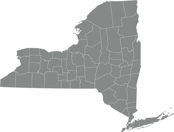 ABD, New York Federal Eyaleti 'nin gri vektör haritası.