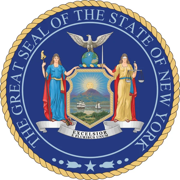 Vetor Atual Oficial Grande Selo Estado Federal Nova York Eua — Vetor de Stock