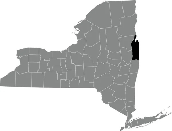アメリカ合衆国ニューヨーク州の灰色の地図の中のワシントン郡の黒いハイライトされた場所の地図 — ストックベクタ