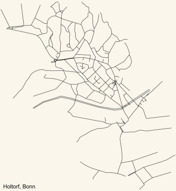 Alman başkenti Bonn, Almanya 'nın çeyrek Holtorf alt bölgesinin klasik bej arka planında ayrıntılı navigasyon şehir yolları haritası