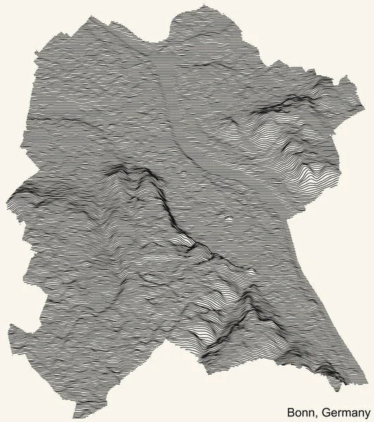 Topografische Positiv Reliefkarte Der Stadt Bonn Deutschland Mit Schwarzen Höhenlinien — Stockvektor