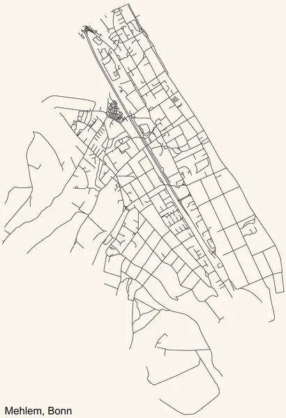 Detaillierte Navigation Stadtplan Auf Beigem Hintergrund Des Stadtteils Mehlem Der — Stockvektor