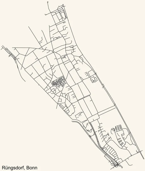Detaillierte Navigation Stadtplan Auf Beigem Hintergrund Des Stadtteils Rngsdorf Der — Stockvektor