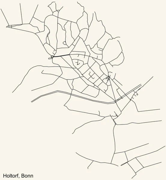Detaillierte Navigation Stadtplan Auf Beigem Hintergrund Des Stadtteils Holtorf Der — Stockvektor
