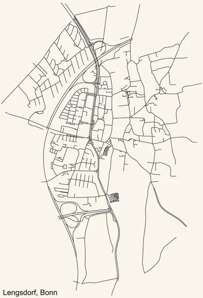 Detaillierte Navigation Stadtplan Auf Beigem Hintergrund Des Stadtteils Lengsdorf Der — Stockvektor