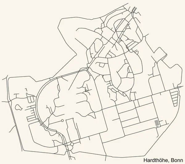 Részletes Navigáció Városi Utcák Térkép Német Főváros Bonn Negyedének Bézs — Stock Vector