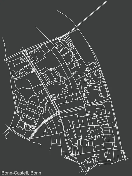 Navegação Negativa Detalhada Ruas Urbanas Mapa Fundo Cinza Escuro Bairro — Vetor de Stock