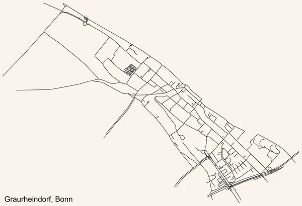 Detaillierte Navigation Stadtplan Auf Beigem Hintergrund Des Stadtteils Graurheindorf Der — Stockvektor