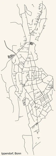 德国首都波恩Ippendorf小区旧式米色背景的详细导航城市街道路线图 — 图库矢量图片