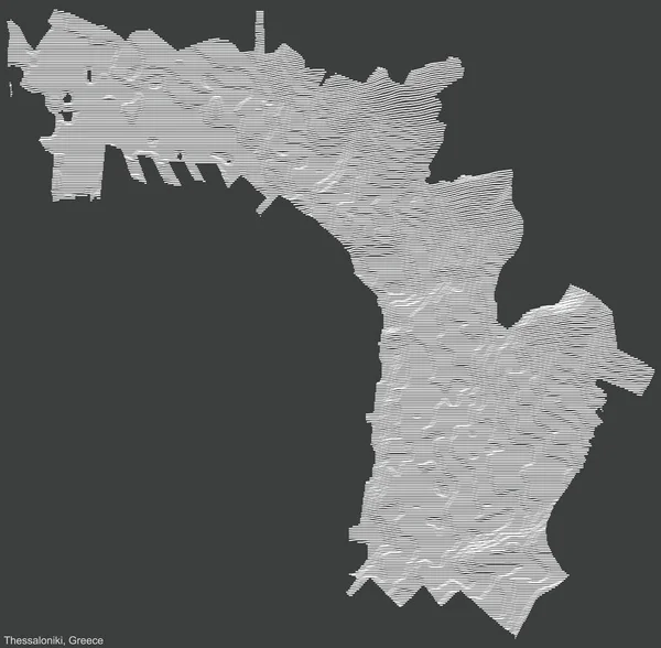 Carte Topographique Relief Négatif Ville Thessalonique Grèce Avec Des Lignes — Image vectorielle