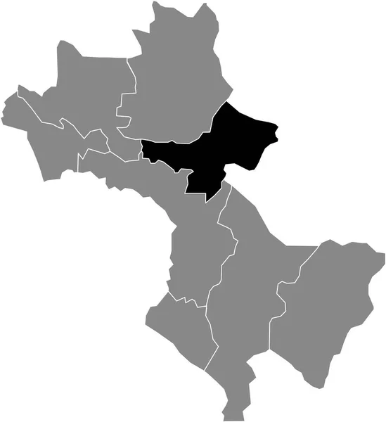 ギリシャテッサロニキのギリシャの首都の灰色の都市自治体単位マップ内のナポリ シケス自治体単位の黒い場所の地図 — ストックベクタ