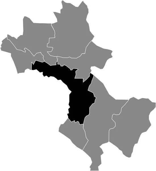 希腊塞萨洛尼基区域首府塞萨洛尼基灰色城市单元地图内塞萨洛尼基城市的黑人位置图 — 图库矢量图片
