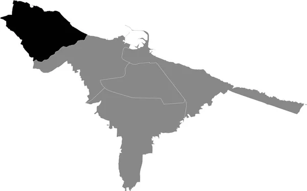 Карта Чёрного Расположения Пятого Муниципалитета Municipio Внутри Серой Городской Административной — стоковый вектор