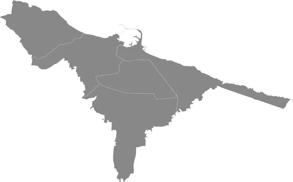 Simple Mapa Administrativo Vectorial Gris Blanco Con Bordes Blancos Municipios — Vector de stock