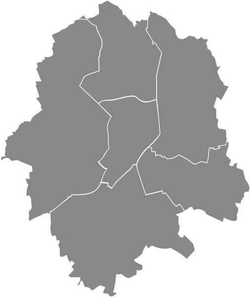 Einfache Leere Graue Vektorkarte Mit Weißen Rändern Der Stadtbezirke Münster — Stockvektor