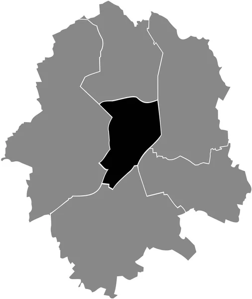 ドイツの首都ムンスターの灰色の都市部の地図内のミッテ地区の黒い場所の地図 — ストックベクタ