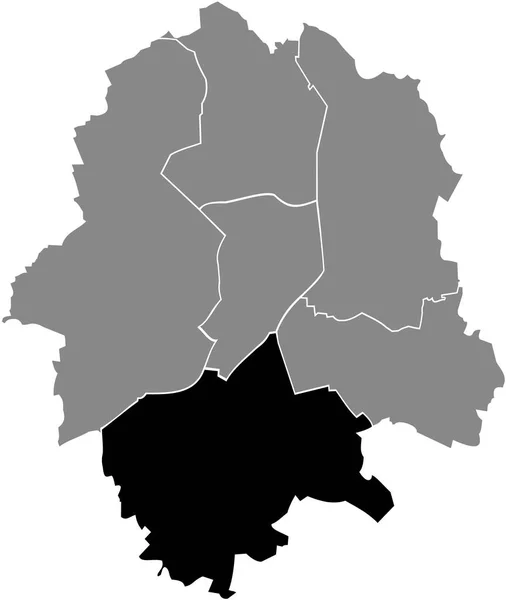 Schwarze Lagekarte Des Kreises Hiltrup Innerhalb Grauer Stadtbezirke Karte Der — Stockvektor