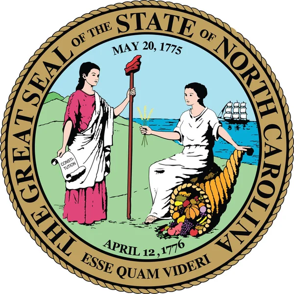 Official Current Vector Great Seal Federal State North Carolina Usa — Stock Vector