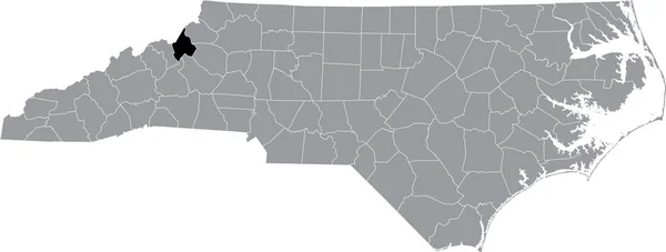 Mapa Ubicación Resaltado Negro Del Condado Avery Dentro Del Mapa — Vector de stock