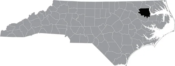 Mapa Ubicación Resaltado Negro Del Condado Bertie Dentro Del Mapa — Archivo Imágenes Vectoriales