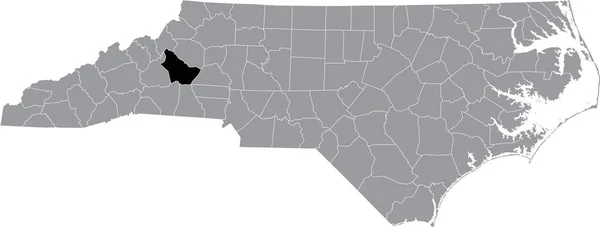 Kuzey Carolina Federal Eyaleti Nin Gri Idari Haritasında Burke County — Stok Vektör