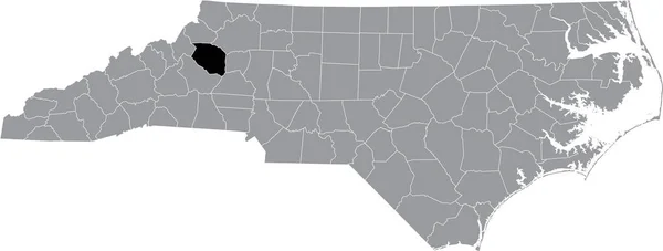 Zwart Gemarkeerde Kaart Van Locatie Van Caldwell County Grijze Administratieve — Stockvector