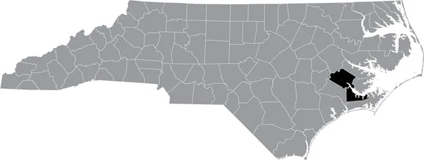 Mapa Ubicación Resaltado Negro Del Condado Craven Dentro Del Mapa — Vector de stock