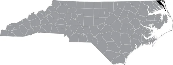 Mappa Dettagliata Nera Della Contea Currituck All Interno Della Mappa — Vettoriale Stock