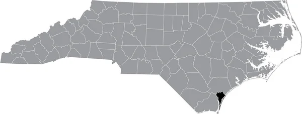 Preto Destaque Mapa Localização Condado New Hanover Dentro Cinza Mapa — Vetor de Stock