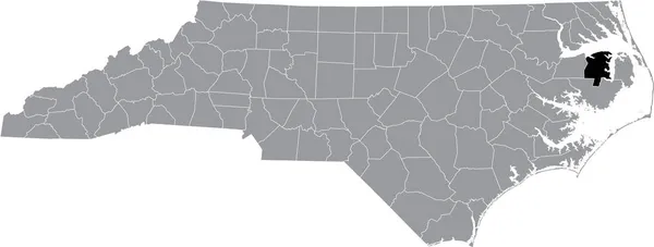 Mapa Ubicación Resaltado Negro Del Condado Tyrrell Dentro Del Mapa — Archivo Imágenes Vectoriales