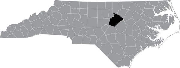 Mapa Ubicación Resaltado Negro Del Condado Wake Dentro Del Mapa — Vector de stock