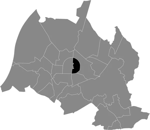 Zwarte Kaart Van Het District Innenstadt Ost Grijze Stadskaart Van — Stockvector