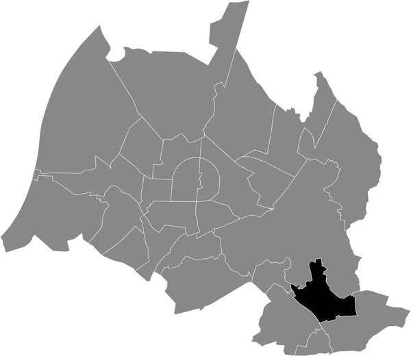 Schwarze Lagekarte Des Bezirks Hohenwettersbach Innerhalb Der Grauen Stadtbezirkskarte Der — Stockvektor