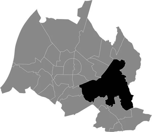 Czarna Mapa Administracyjna Okręgu Durlach Obrębie Szarych Dzielnic Miasta Karlsruhe — Wektor stockowy