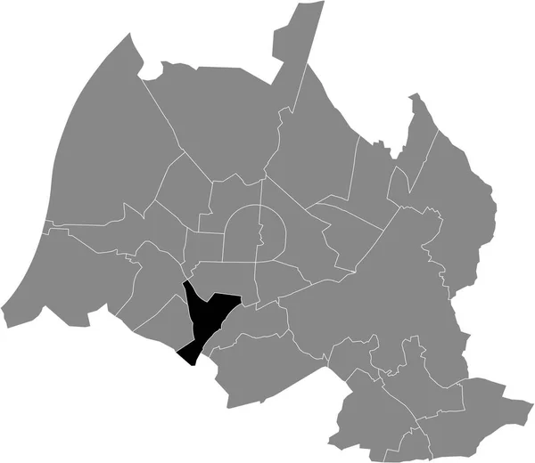 德国卡尔斯鲁厄地区首府城市灰色区域内贝叶锡姆 布拉赫地区的黑点行政图 — 图库矢量图片