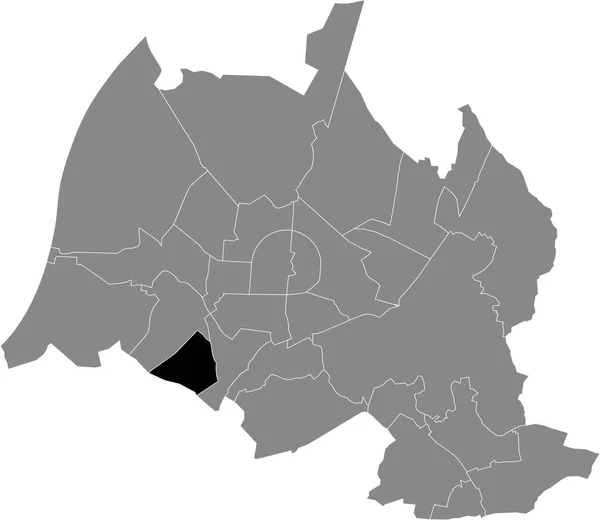 德国卡尔斯鲁厄地区首府城市灰色区域内的Oberreut区黑点行政图 — 图库矢量图片