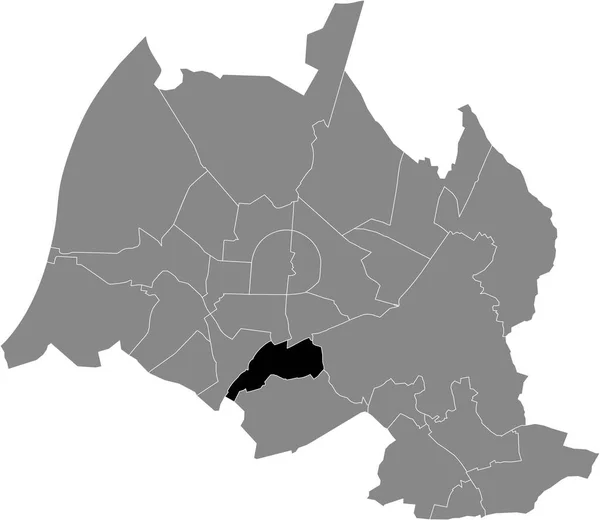德国卡尔斯鲁厄州首府城市灰色区域内的威赫菲尔德 达默斯托克区黑点行政图 — 图库矢量图片