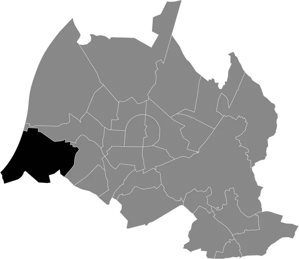 德国卡尔斯鲁厄州首府城市灰色区域内Daxlanden区黑点行政图 — 图库矢量图片