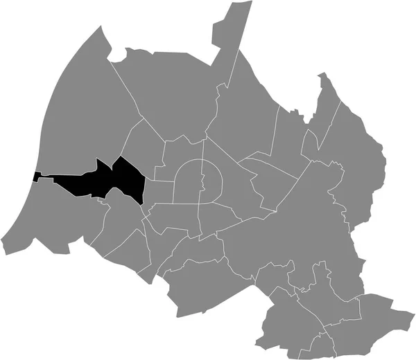 Mapa Administrativo Ubicación Negra Del Distrito Mhlburg Dentro Los Distritos — Vector de stock