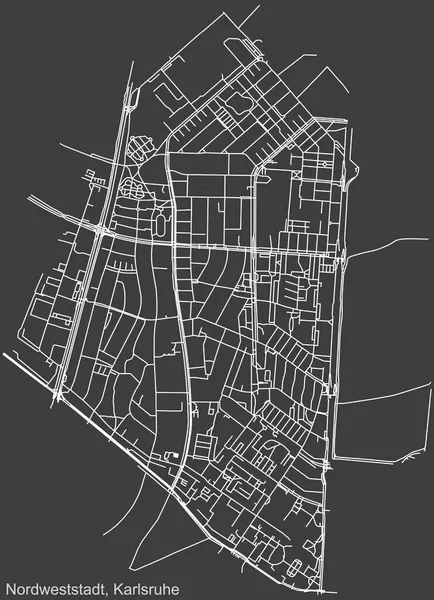 Szczegółowa Nawigacja Miejska Mapa Ulic Beżowym Tle Kwartału Dzielnica Nordweststadt — Wektor stockowy