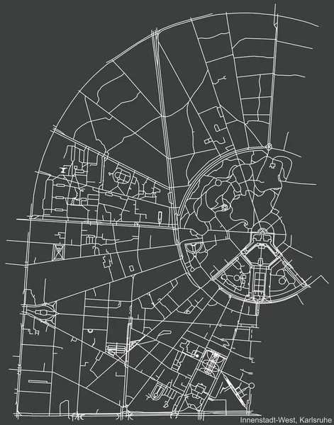 Detaillierte Navigation Stadtplan Auf Beigem Hintergrund Des Viertels Innenstadt West — Stockvektor