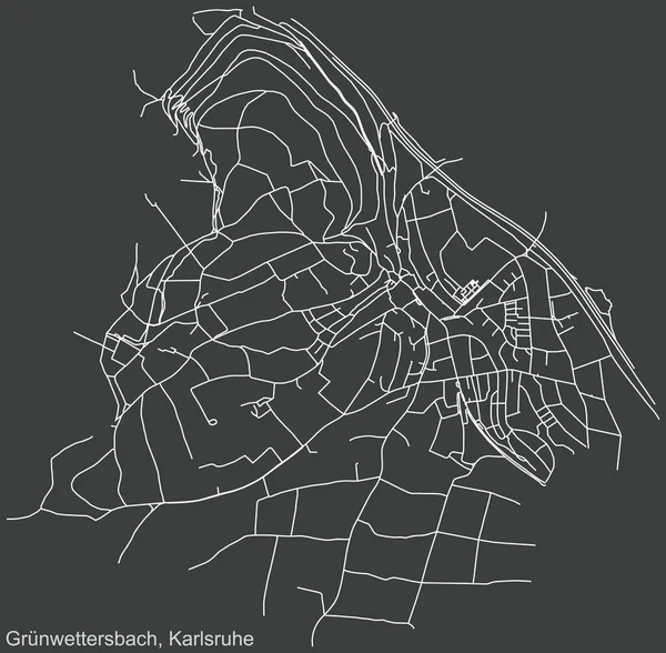 Szczegółowa Nawigacja Miejska Mapa Ulic Beżowym Tle Kwartału Grnwettersbach Powiat — Wektor stockowy
