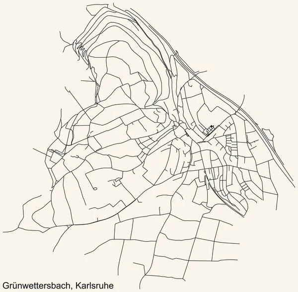 Detaillierte Navigation Stadtplan Auf Beigem Hintergrund Des Stadtteils Grnwettersbach Der — Stockvektor