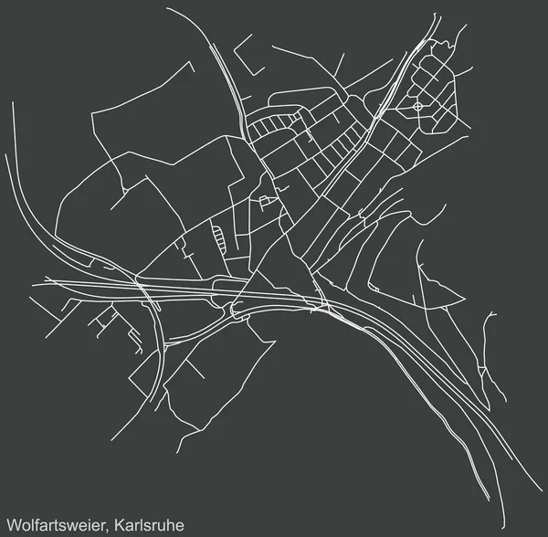 Részletes Navigáció Városi Utcák Térkép Német Főváros Wolfartsweier Negyedének Bézs — Stock Vector