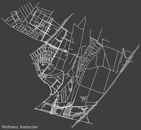 Szczegółowa Nawigacja Miejska Mapa Ulic Beżowym Tle Kwartału Dzielnica Rintheim — Wektor stockowy